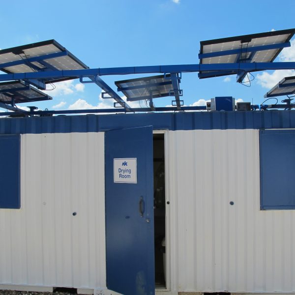 solar array photovoltaic panels on site cabins